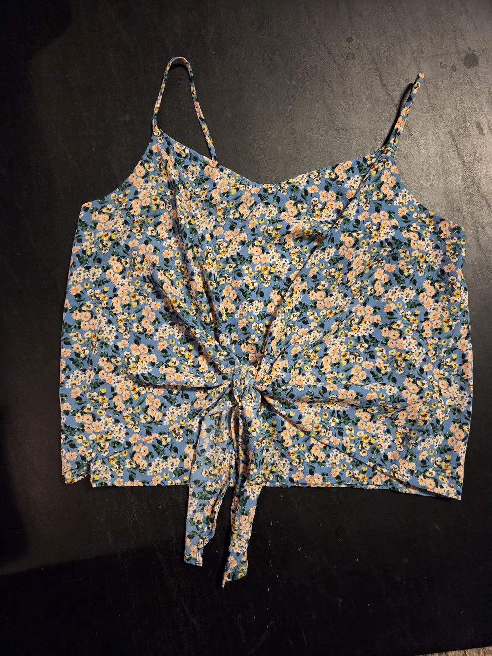 Lush Blue Floral Tie-Front Cami